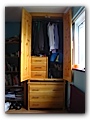 Mission Style Wardrobe with a Chest of Drawers with doors open